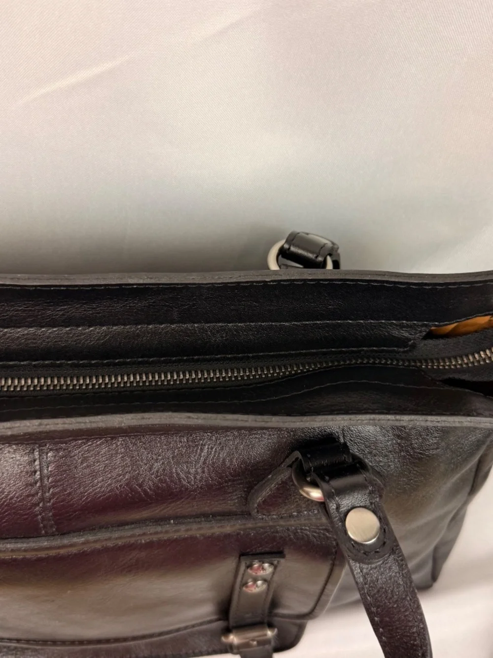 Patricia Nash Heritage Cannes Satchel Black Leather Convertible Satchel Bag